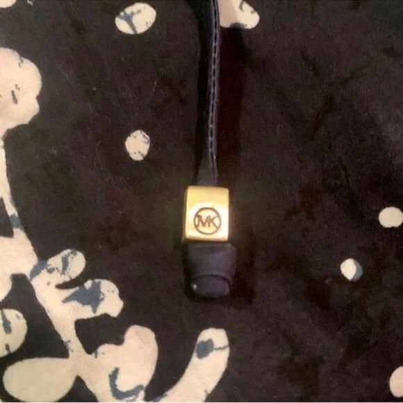 MICHAEL Michael KORS Top Navy Paisley Floral Print Cutout Lace-up Tunic Size M - Picture 5 of 13